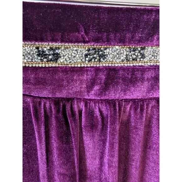 Maya Moda Velvet Maxi Skirt Size Small Purple Rhinestone Waist Formal Whimsigoth - Picture 3 of 8